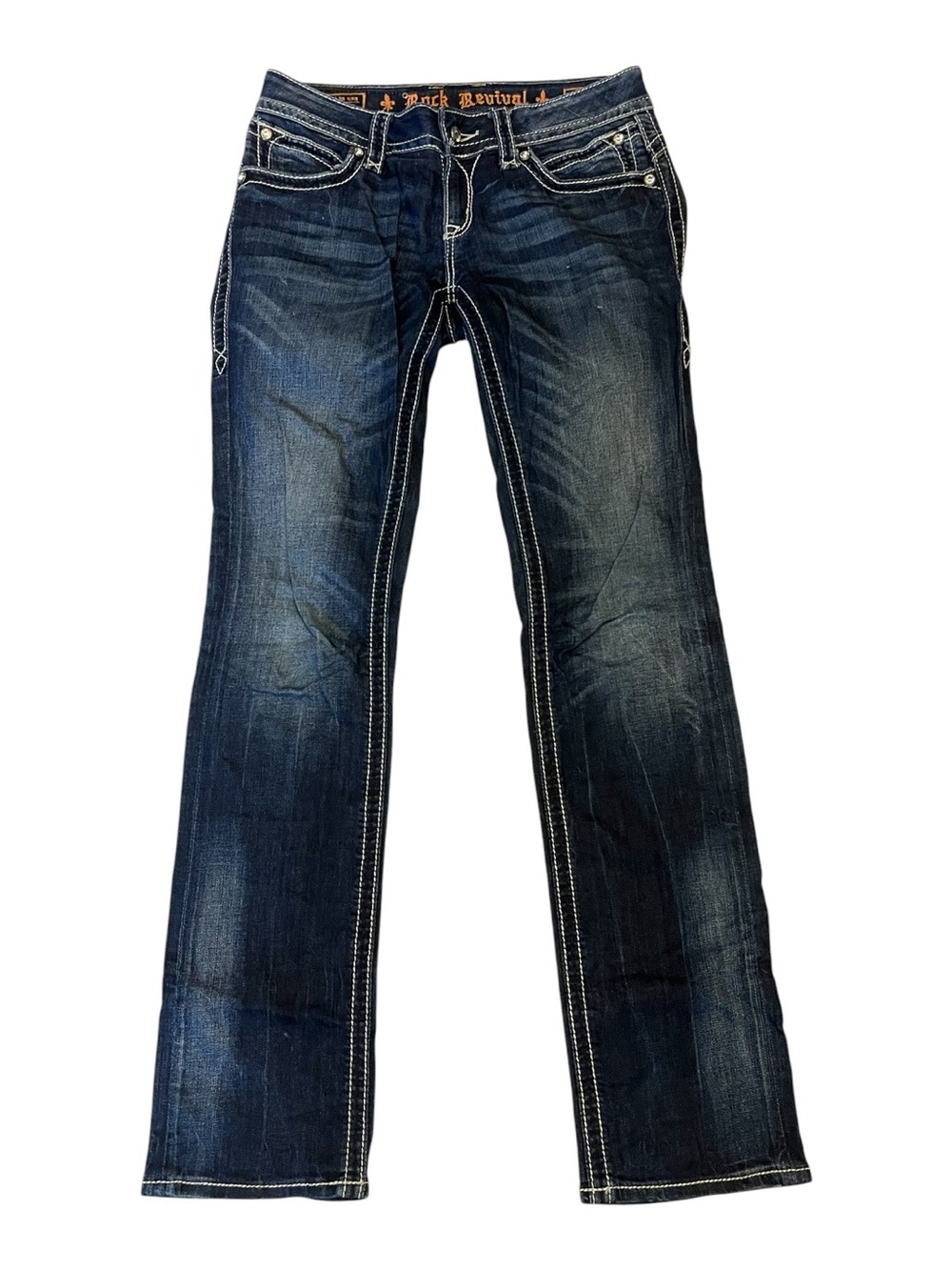 Rock Revival Women's Indigo Bootcut Jeans with Contrast Stitching